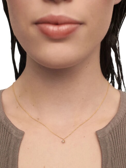 COLOR GREY FLEUR Anhängerkette mit Zirkonia und Krallen Gold - Halsketten