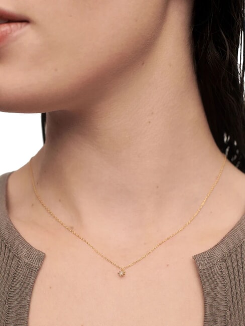 COLOR GREY FLEUR Anhängerkette mit Zirkonia und Krallen Gold - Halsketten