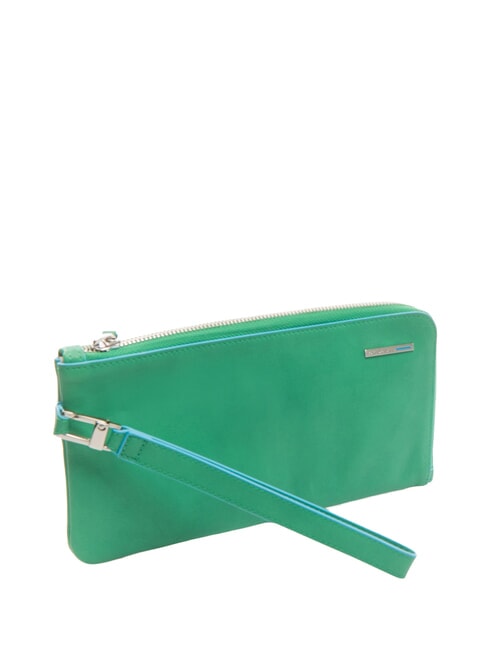 CAMPIONARIO -  BLUE SQUARE Lederclutch mit Manschette gr&uuml;n/blauquadratisch - Damentaschen