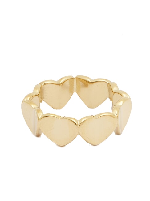 LOVELY Ring mit emaillierten Herzen und Zirkonen Gelbgold/Türkis - Ringe