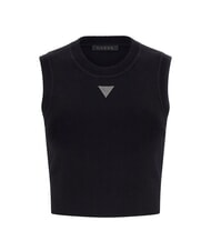 GUESS ALEXIA Kurze Strickmaus mit Strass-Logo jetbla - T-Shirts und Tops für Damen - 4