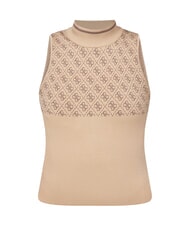 GUESS RN LISE 4G Tanktop mit Stehkragen Kaffee und Travertin - T-Shirts und Tops für Damen - 3