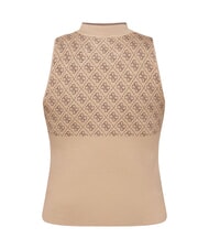 GUESS RN LISE 4G Tanktop mit Stehkragen Kaffee und Travertin - T-Shirts und Tops für Damen - 4