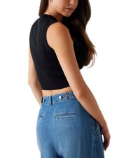 GUESS ALEXIA Kurze Strickmaus mit Strass-Logo - T-Shirts und Tops für Damen