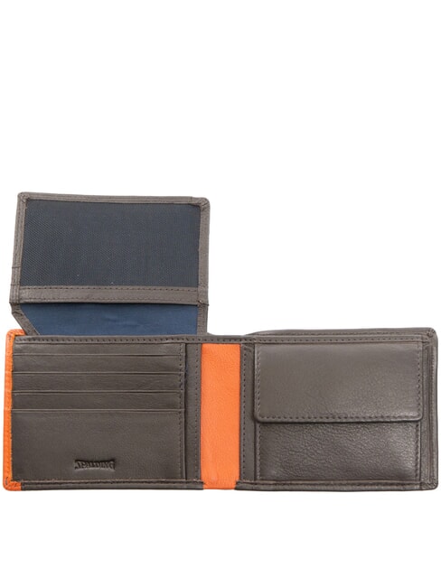 SNAP  Herren-Geldbörse aus Leder mit Münzfach braun/orange - Brieftaschen Herren