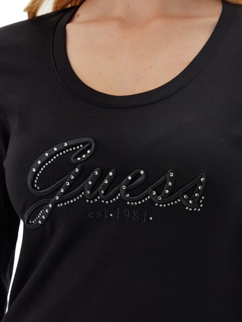 EMBRO SCRIPT LOGO Langarm-T-Shirt mit Logo und Strass jetbla - T-Shirts und Tops für Damen