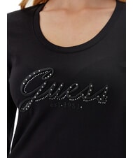 GUESS EMBRO SCRIPT LOGO Langarm-T-Shirt mit Logo und Strass jetbla - T-Shirts und Tops für Damen - 3