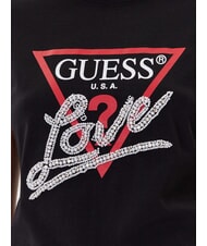 GUESS PEARLS LOVE TRIANGLE T-Shirt mit Print und Applikationen jetbla - T-Shirts und Tops für Damen - 3