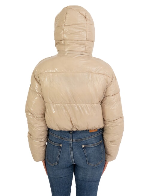 MINGAN Kurze glänzende Daunenjacke mit Kapuze recycelte glänzende Ziege - Daunenjacken für Damen