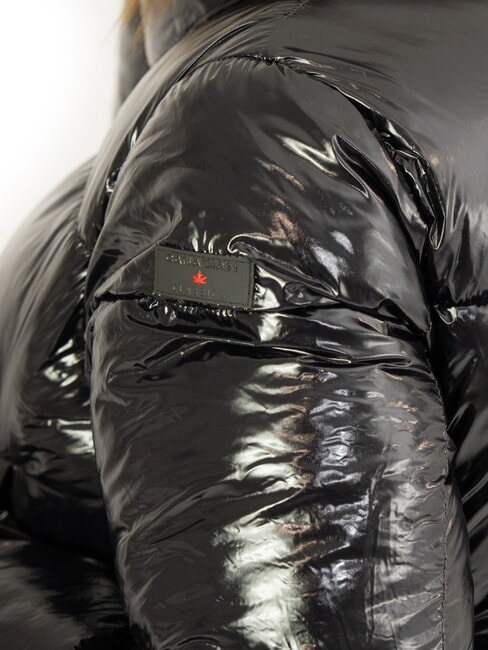 SUMMERSIDE Kurze glänzende Daunenjacke recyceltes glänzendes Schwarz - Daunenjacken für Damen