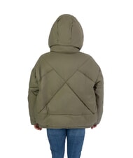 CANADIAN EUGENIE Kurze Satin-Daunenjacke mit Kapuze Olivennacht - Daunenjacken für Damen - 2