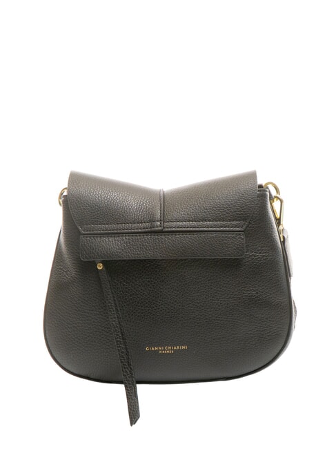 HELENA ROUND Ledertasche mit doppeltem Schultergurt Schwarz - Damentaschen