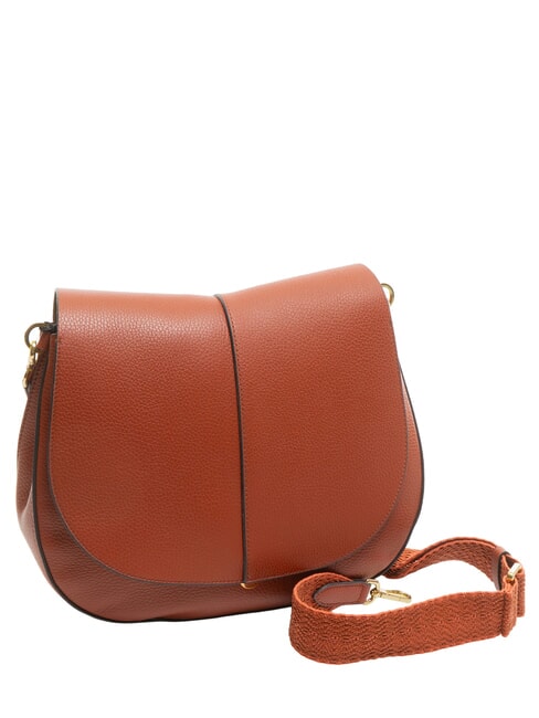 HELENA ROUND Kleine Umhängetasche aus Leder ziegelrot - Damentaschen