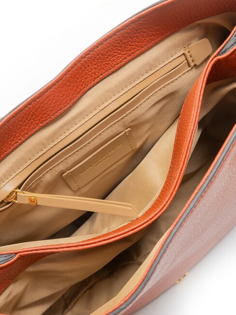 HELENA ROUND Kleine Umhängetasche aus Leder ziegelrot - Damentaschen