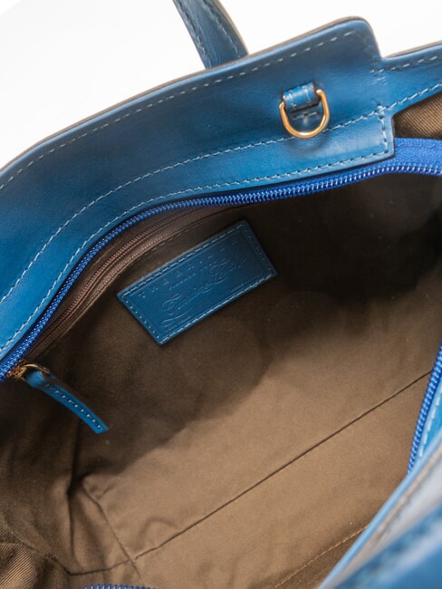 ELETTRA Lederhandtasche mit Schultergurt kurze Jeans Gold - Damentaschen