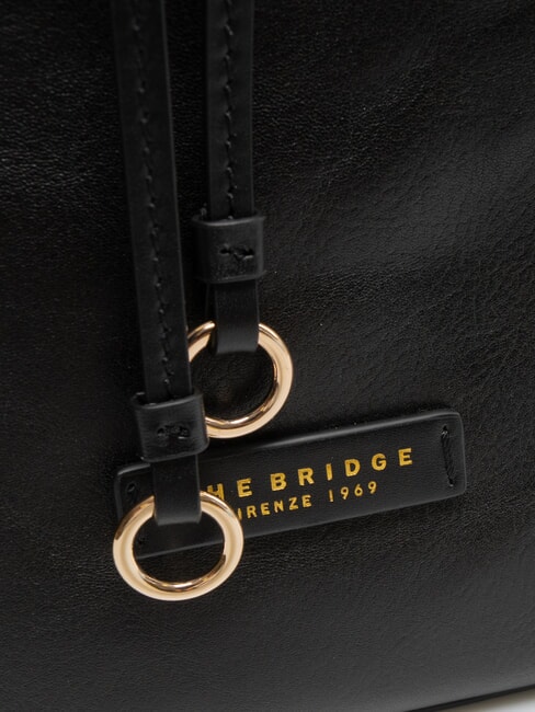 CARLOTTA Umhängetasche aus Leder mit Taschen Schwarzes Gold - Damentaschen