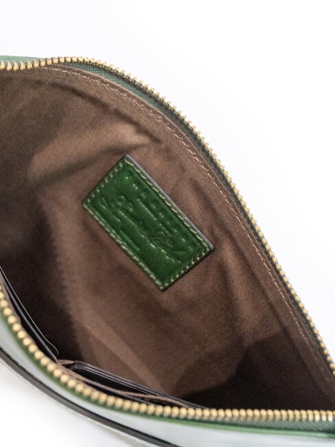 LUCREZIA Clutch mit Ledermanschette englische grüne abb. Gold - Damentaschen