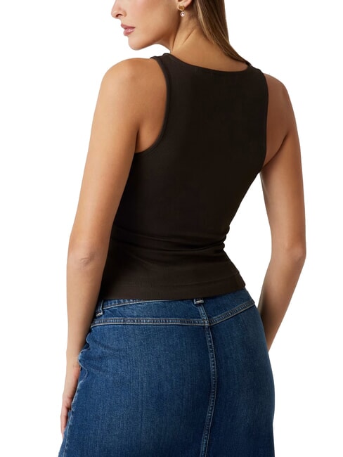 NEW SL ROUND GUENDALINA 4G-Tanktop mit Strass-Logo Espressobraun - T-Shirts und Tops für Damen