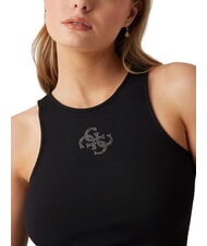 GUESS NEW SL ROUND GUENDALINA 4G-Tanktop mit Strass-Logo jetbla - T-Shirts und Tops für Damen - 3