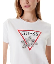 GUESS FLOWER BLING T-Shirt mit Druck und Applikation purweiß - T-Shirts und Tops für Damen - 3
