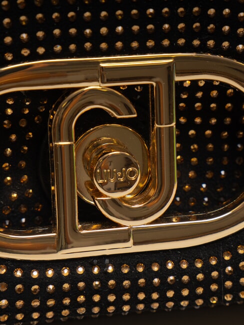 LAPUFFY Mikro-Umh&auml;ngetasche mit Strass schwarz/messinggold - Damentaschen