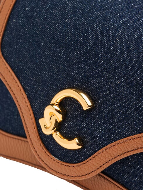 C-ME DENIM Umhängetasche Blau/Cognac - Damentaschen