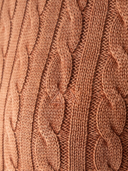 VINTAGE Rundhalspullover mit Zopfmuster Kakao - Herrenpullover