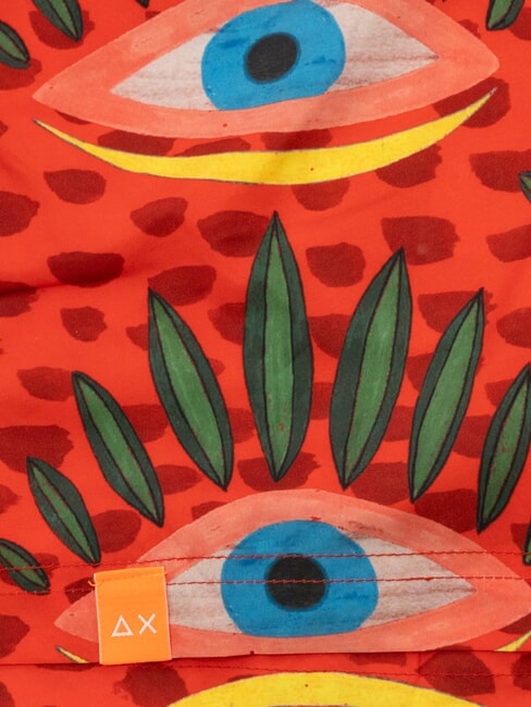 TRIBALE Herren Strandkostüm feuerrot/blau - Herrenbadehosen