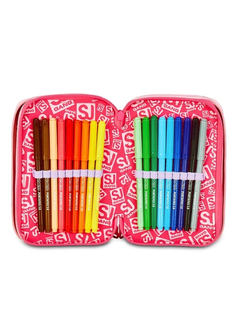 CAT&AIR Federm&auml;ppchen mit 3 Rei&szlig;verschl&uuml;ssen und Schulset SCHWARZ GESTREIFTER WALD - Etuis und Zubeh&ouml;r