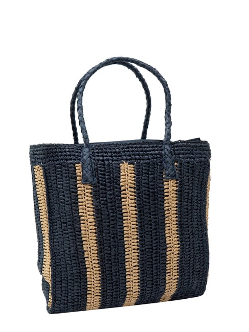 RAFIA Strandtasche aus Raffiabast marineblau/cremeweiß - Damentaschen