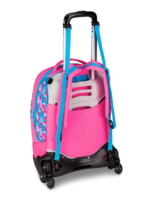 FEVER Abnehmbarer 3-Rad-Trolley-Rucksack fluoreszierendes Türkis - Rucksäcke mit Trolleyfunktion
