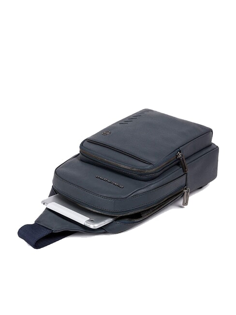 CAMPIONARIO -  NABUCCO One-Shoulder-Rucksack aus Leder Blau - PC-Rucks&auml;cke