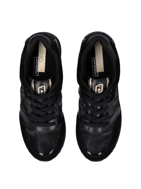 MAXI WONDER 91 Plateau-Sneaker mit Lackledereins&auml;tzen Schwarz - Damenschuhe