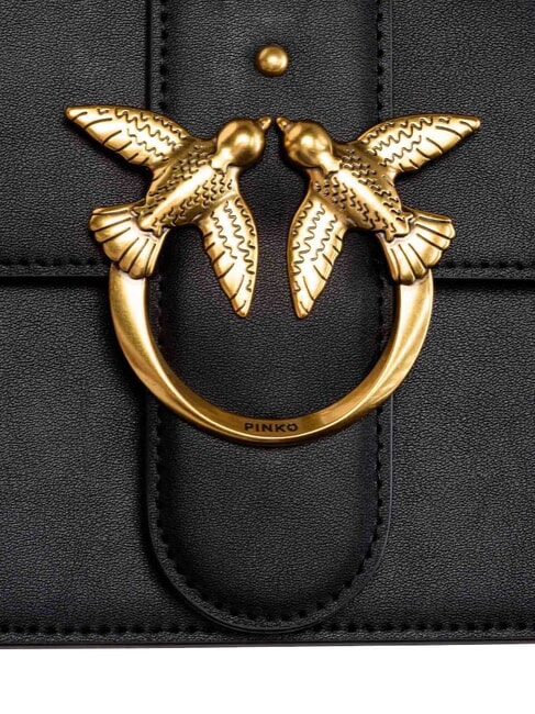 LOVE ONE CLASSIC Umhängetasche aus Leder mit Überschlag schwarz-antikgold - Damentaschen