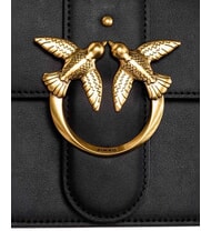 PINKO LOVE ONE CLASSIC Umhängetasche aus Leder mit Überschlag schwarz-antikgold - Damentaschen - 4