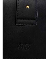 PINKO LOVE ONE CLASSIC Umhängetasche aus Leder mit Überschlag schwarz-antikgold - Damentaschen - 5