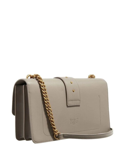 LOVE ONE CLASSIC Umhängetasche aus Leder mit Überschlag Walnuss-Antikgold - Damentaschen