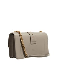 PINKO LOVE ONE CLASSIC Umhängetasche aus Leder mit Überschlag Walnuss-Antikgold - Damentaschen - 2