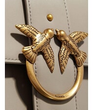 PINKO LOVE ONE CLASSIC Umhängetasche aus Leder mit Überschlag Walnuss-Antikgold - Damentaschen - 3