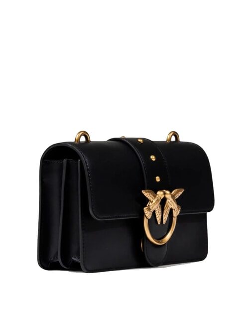 LOVE ONE CLASSIC Mini-Umh&auml;ngetasche aus Leder schwarz-antikgold - Damentaschen