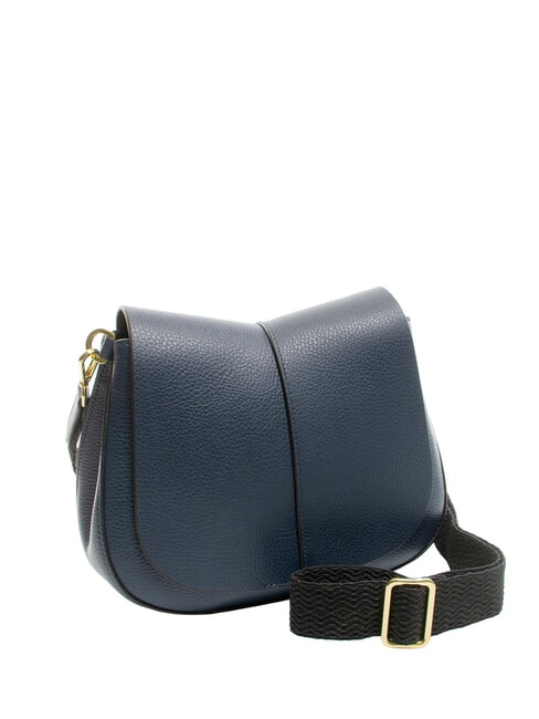 HELENA ROUND Ledertasche mit doppeltem Schultergurt NAVY BLAU - Damentaschen