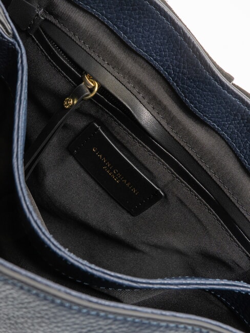 HELENA ROUND Kleine Umhängetasche aus Leder NAVY BLAU - Damentaschen