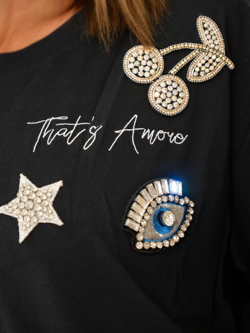 BOXY Baumwoll-T-Shirt Schwarz - T-Shirts und Tops für Damen