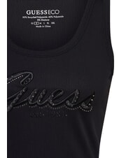 GUESS RAISSA LOGO Tanktop mit Strass-Logo jetbla - T-Shirts und Tops für Damen - 3