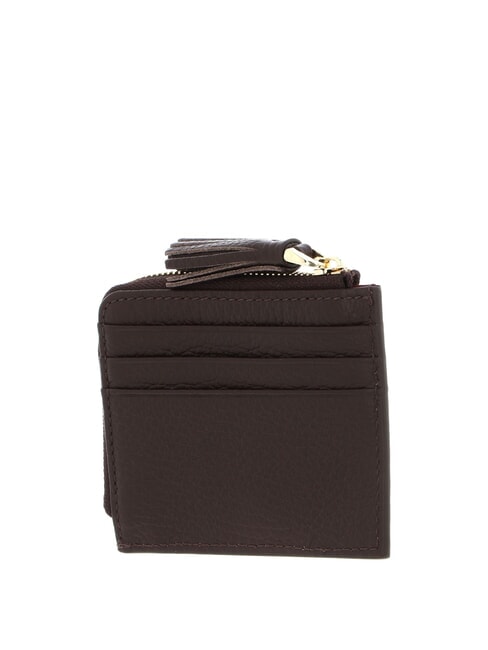 TASSEL Kartenetui mit Reißverschluss aus gehämmertem Leder Brünette - Brieftaschen Damen