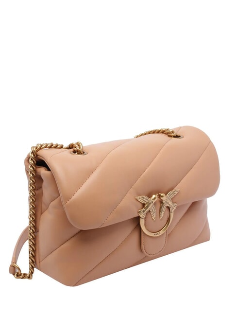 CLASSIC LOVE PUFF Tasche aus Nappaleder Rosa Toast-Antikgold - Damentaschen