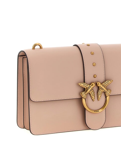 LOVE ONE CLASSIC Umhängetasche aus Leder mit Überschlag Puder-Antikgold - Damentaschen