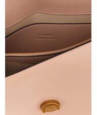 PINKO LOVE ONE CLASSIC Umhängetasche aus Leder mit Überschlag Puder-Antikgold - Damentaschen - 4