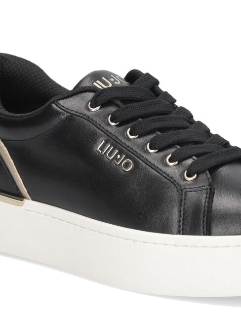 PRETTY 06 Plateau-Sneakers aus Leder schwarz/hellgold - Damenschuhe