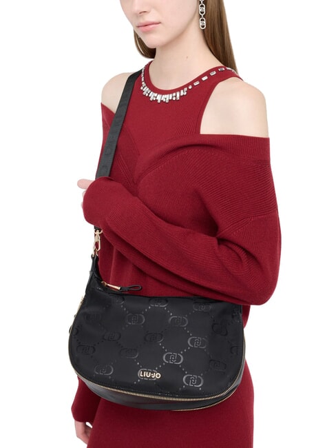 KALISKA Mittelgroße Hobo-Tasche aus Nylon SCHWARZ - Damentaschen